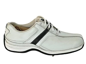 Etonic Women’s Leather Golf Shoes Sz 9.5 White Black Lace Up Soft Spikes - Picture 1 of 10