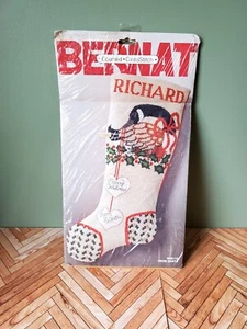 Vintage Bernat gezählter Kreuzstichstrumpf "vom Weihnachtsmann" Weihnachtsgans Neu - Bild 1 von 3