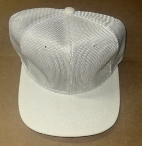 Vintage Yupoong Nylon Baseball Hat Cap NOS Deadstock All White Plain Made in DR - Picture 1 of 9