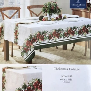 Villeroy & Boch Tablecloth Christmas Foliage 60 x 84 Oblong Elegant Damask NEW - Picture 1 of 7