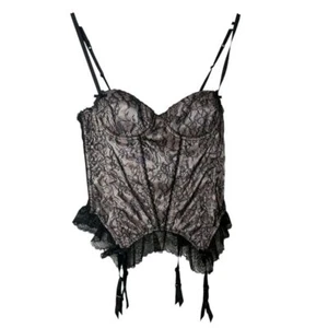 Victoria's Secret Sexy Little Things Black Pink Lace Bustier Corset Lingerie 36B - Picture 1 of 9