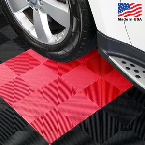 EZ DIY Garage Floor Tiles |Perforated Tiles Red - USA MADE - Picture 1 of 6