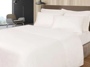 Luxury 300 thread count Cotton Sateen Flat Sheet in 3 Colours Made in Portugal - Picture 1 of 4