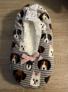 Fuzzy Babba Women's Velour Dog Print Slipper Socks, One Size - Picture 1 of 7