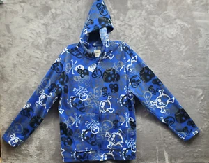 Old Navy Blue Full Zip Fleece Hoodie Size XL (14-16) Skull and Cross Bones - Picture 1 of 8