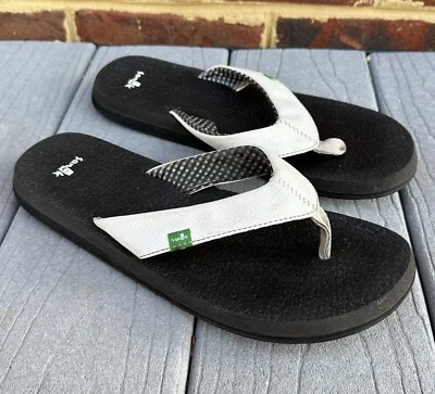 Sandalias Sanuk para mujer 9 Yoga Mat Wander Chanclas Tanga Puntera Blanca Sin cordones Foto 1 de 4