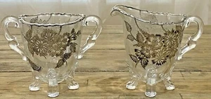 VTG Creamer & Sugar Sterling Silver  Overlay on Crystal  Glass Silver City MCM - Picture 1 of 7