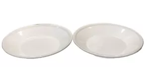 Set Of 2 “Sur La Table” 10” WHITE PASTA BOWLS PEARL BEADED BORDER M/ In Portugal - Picture 1 of 14