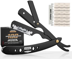 Navaja de afeitar barbero barbería para afeitar rasurar con hojas 100 PRO - Picture 1 of 8