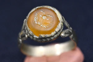 Wild Intaglio Antik Rare Antike Römische Achat Stein Silber Ring Und Tiere - Bild 1 von 9