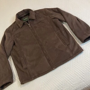 David Taylor Fur Lined Coat Full Zip Bomber Jacket Large Brown Suede Mens - Picture 1 of 12