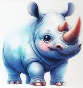 4" - UV DTF Transfer Vinyl Sticker - Cute Rhino - Decal - Bild 1 von 1