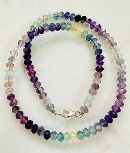 Fluorite Necklace, 16.5 inch Long, Sterling Silver Clasp, Fluorite, Necklace, M - Picture 1 of 10