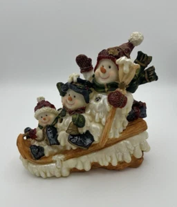 Statuina vintage Pupazzo di Neve Trio su slitta da neve/tipo resina/stile Santini Italia/ - Foto 1 di 10