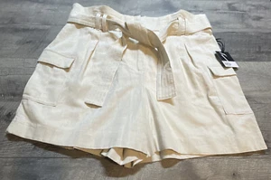 Simply Vera Linen Shorts Womens 2XL Khaki High Waist Lined Casual Pockets NEW - Picture 1 of 9