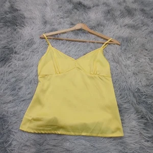 Alannah Hill 90s Y2K Satin Silky V-Neck Cami Tank Top Womens 6 Sun Kiss Yellow - Picture 1 of 9