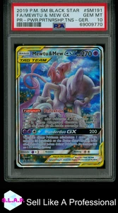 FA/MEWTU & MEW GX PR-PWR.PRTNRSHP.TNS-GER. POKEMON SM BSP 2019 SM191 PSA 10 - Bild 1 von 2