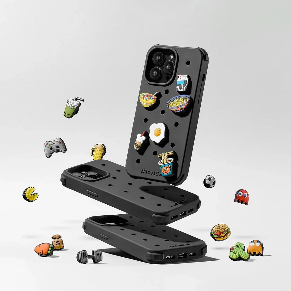 Funda para teléfono iPhone 15 Pro Jibbitz Croc Charm negra Foto 1 de 4