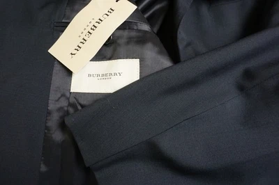 Burberry London Dark Blue S100s Wool 2 Pc Suit Jacket Pants Sz 48R NEW - Image 1 of 4