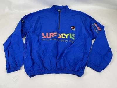 Surf Style Nylon 1/4 Zip Pullover Windbreaker USA Made Mens One Size Blue VTG - Image 1 of 4