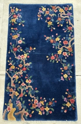 Ci 1920's ANTIQUE ART DECO CHINESE WALTER NICHOLS RUG  2.7x4.4 HEALTHY EVEN PILE - image 1 of 4