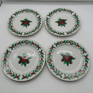 Juego de 4 platos de ensalada Gibson Everyday Christmas Charm Holly Berry Delight 7 5/8" - Imagen 1 de 4