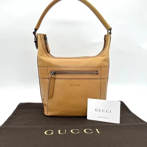 GUCCI Bolso de Hombro de Cuero Marrón Un Hombro Bolso de Mano Vintage con Bolso para el Polvo Cuero - Imagen 1 de 12