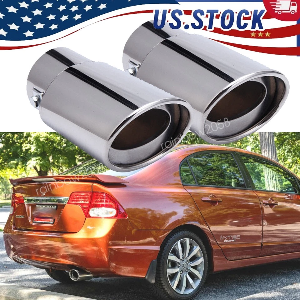2XExhaust Pipe Tips For 2009 Honda Civic Si StainlessSteel Tail Muffler 1.5-2.1" Foto 1 de 4