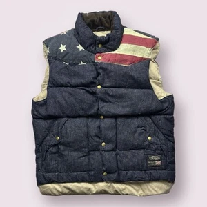 Vintage Men’s Denim And Supply Ralph Lauren American Flag Puffer Vest Size Large - Picture 1 of 8