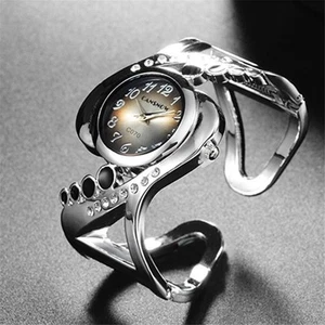 Damen Armbanduhr Rund Manschette Armreif Damen Gold Silber Edelstahl - Bild 1 von 23