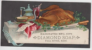 Fall River MA Hargraves Mfg Co Diamond Soap Turkey Trade Card - Picture 1 of 2
