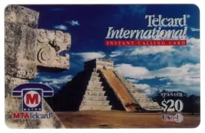 $20. Metro MTA Telcard International. Tarjeta telefónica Templo Maya en Chichén Itzá - Imagen 1 de 2