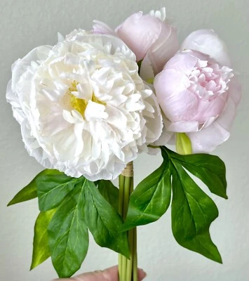 Rosa Amarillo 4 Colores Imitación Artificial Peonía Peonías 11"L Flor Paquete Ramo Foto 1 de 4