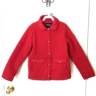 Lands’ End Girls Red Quilt Snap Jacket Small (7-8) - Image 1 of 4