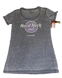 NWT Hard Rock Krakow Poland T-Shirt Scoop Tee Short-Sleeve Gray XL Juniors Fit - Picture 1 of 14