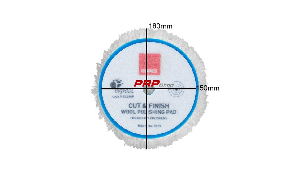 TAMPONE IN LANA Ø180 mm con supporto in spugna per lucidatura RUPES 9.BL180F