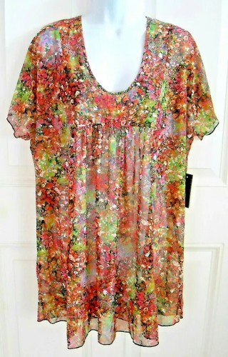 UNDERCOVER Costume da bagno Kenneth Cole Secret Garden trasparente copricostume tunica abito taglia M nuovo con etichette $68