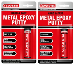 X2 Pack Evo-stik evo stik stick hard fast metal epoxy steel putty 50g 320123 new - Picture 1 of 1