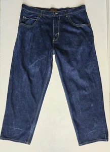 Godbody Baggy Jeans Men 44x32 Dark Denim Wash Wide Leg Hip Hop Skater Grunge - Picture 1 of 10