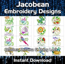200 Jacobean Brother Machine Embroidery Designs files cards PES - Download