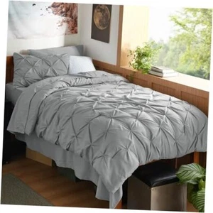 Comforter Set - Extra Long 5 Pieces Dorm Bedding Sets, Pinch Twin XL 04 - Grey - Picture 1 of 7