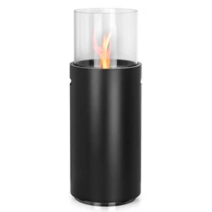 Standkamin Bio Ethanol Ø 34 cm x 86,5 cm schwarz 1L Ethanolkamin Glasfeuer Ofen - Bild 1 von 6