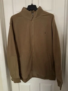 Polo Ralph Lauren Men’s 2XL-Tall Big & Tall Khaki Pile Fleece Full-Zip Jacket - Picture 1 of 13