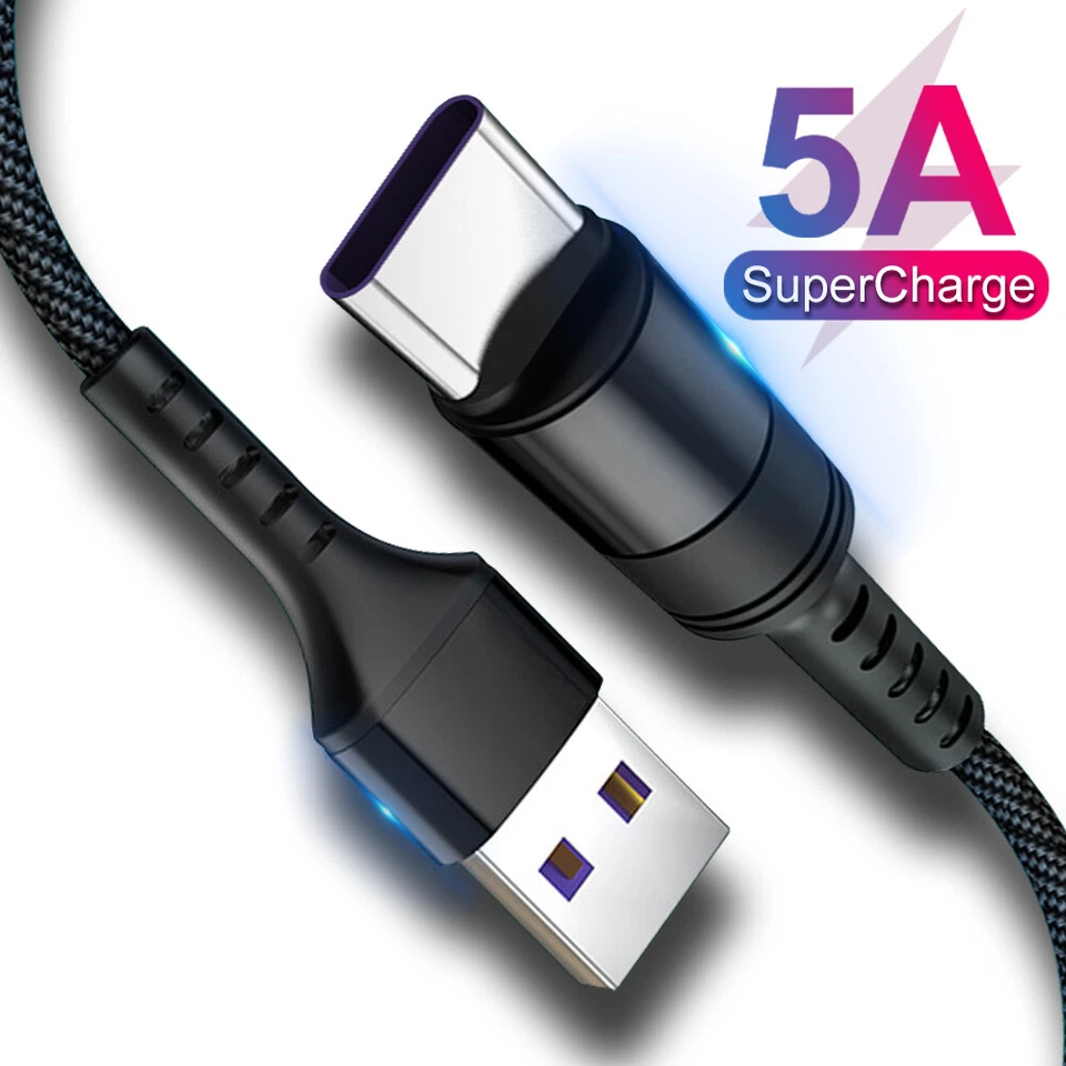 5A Type C Charging Cable USB-C Supercharge For Huawei P40 Pro Mate 30 Xiaomi - Image 1 of 4
