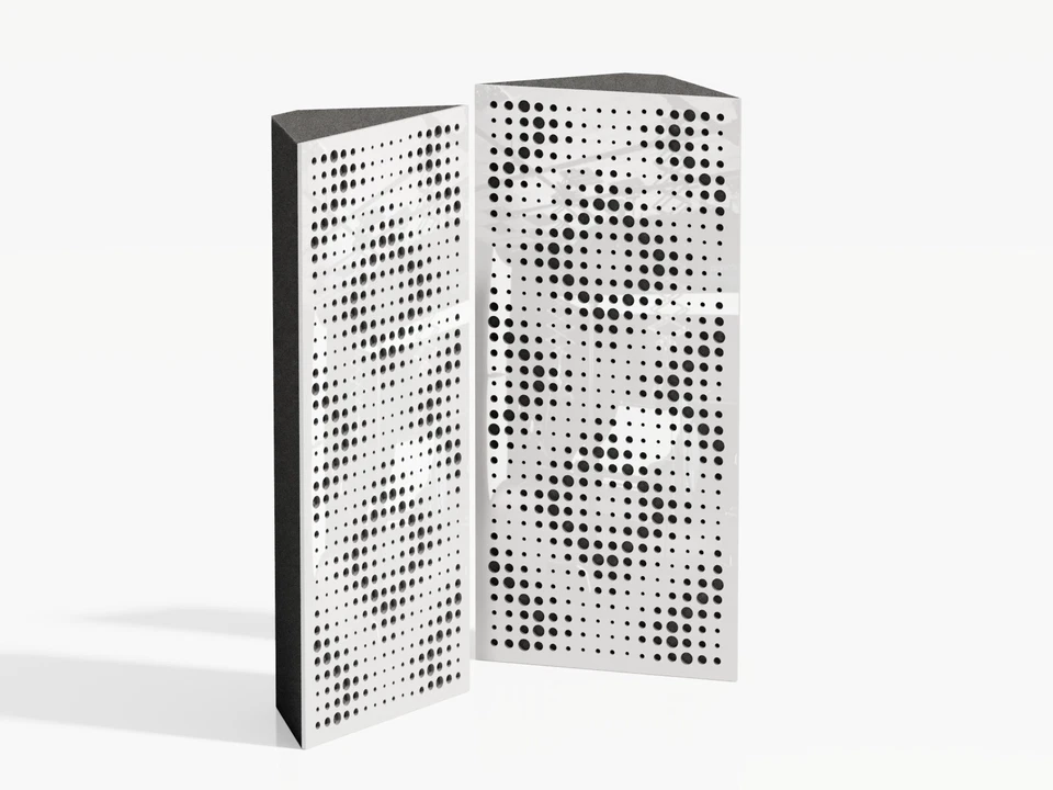 Paquete de 2 - Trampas de bajos acústicos de esquina difusa de absorción de sonido estrecha "REBAT" Foto 1 de 4