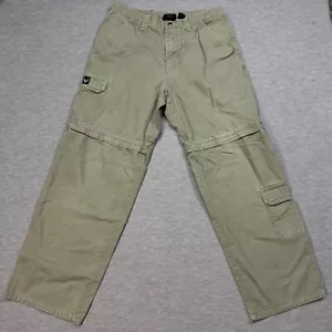 Harley Davidson Mens Khaki Green Convertible Cargo Pants Shorts Cotton 32X32 - Picture 1 of 18