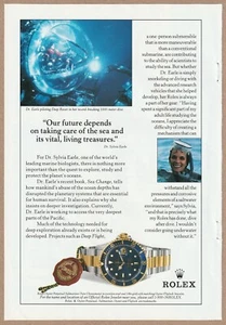 Rolex Submariner Uhr Vintage Print Ad Dr. Sylvie Earle in Submarine von 1997 - Bild 1 von 5