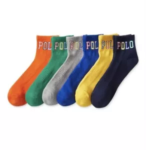 NEW RALPH LAUREN POLO 6 PAIRS MENS ANKLE SOCKS OUTLINED LOGO COLORS - Picture 1 of 1