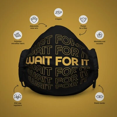 Wait For It Face Mask – Aaron Burr, Hamilton Musical, Broadway Show, Hamilfan - Image 1 of 4