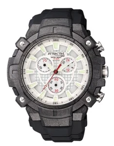 Q&Q by Citizen Attractive Men's chronograph Watch white dial Black Strap DGJ002 - Picture 1 of 1